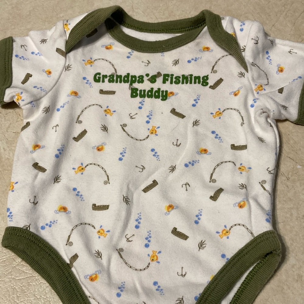 Grandpa fishing printed onesie